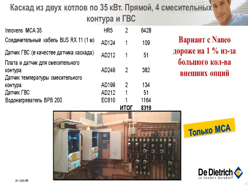 43 Каскад из двух котлов по 35 кВт. Прямой, 4 смесительных контура и ГВС 43 Каскад из двух котлов по 35 кВт. Прямой, 4 смесительных контура и ГВС